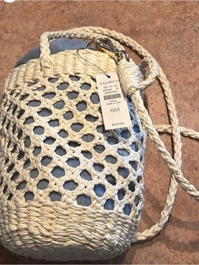 Talbots Crochet Tote Crossbody Bag with Light Blue Liner new without tags
